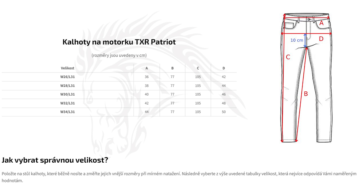 TXR Dámské džíny na motorku Patriot W34